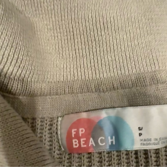 FREE PEOPLE Beach Picnic Sweater Mini Dress Linen Cotton Ribbed Size Small - Picture 7 of 13